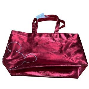 NWT Disney Parks Red Metallic Rhinestone Micky Mouse Tote Bag